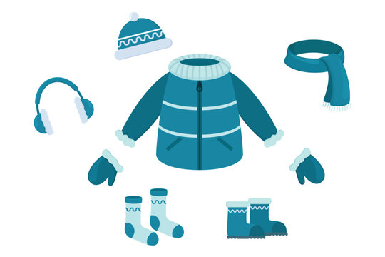 Vector illustration of winter clothes collection
