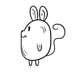 Cute doodle mouse. Animal black line art vector icon on white background.