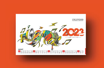 2023 Calendar Happy New Year January Design Pattern.