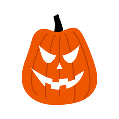 Halloween pumpkin. Funny faces. Autumn holidays. Pumpkin on white background. Symbol of the Halloween holiday. Orange pumpkin with smile for your design for the Halloween.
