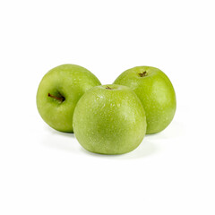 green apples on white background