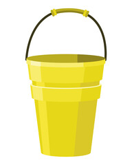 Bucket. Bail  cartoon icon or pail with handle. Plastic household equipment. Cleaning container