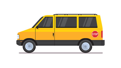 Yellow school bus transport and back to school pupils children transport concept horizontal flat illustration.	
