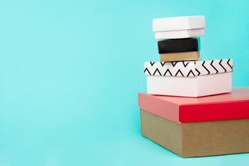 set of different holiday boxes on a blue background