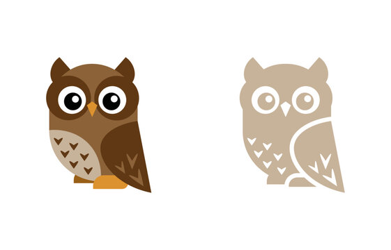 Cheerful owl (vector, logo, illustration)