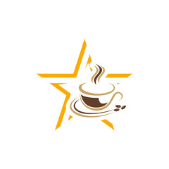 coffee star logo , star coffee logo design vector isolated on white background