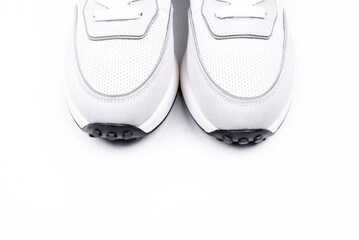 Sneakers White mowing on a white background. Sports shoes.