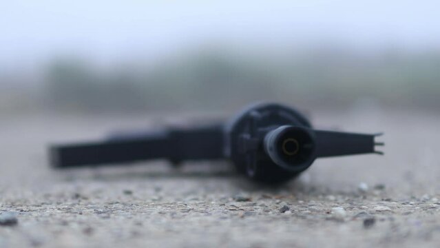 Soft focus shot of a rifle