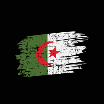 Grunge Algerian flag. Vector illustration of Algerian flag.