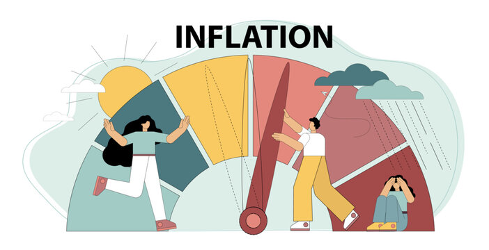 Inflation concept. Finding a solution to the problem offers. financial crisis management process. Inflation estimator or gauge. Overcoming inflation.