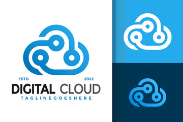 Digital Cloud Logo Design, brand identity logos vector, modern logo, Logo Designs Vector Illustration Template