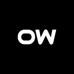 OW letter logo design with black background in illustrator, vector logo modern alphabet font overlap style. calligraphy designs for logo, Poster, Invitation, etc.