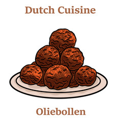 Oliebollen. Oil dumplings on white background. Traditional treat on New Years Eve in The Netherlands