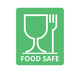 Green and white Food Safe symbol. 