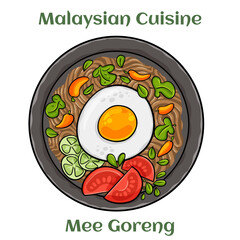 Mee Goreng. A dry stir-fried noodle recipe made with chinese vegetables, carrots and peppers.  Malaysian Cuisine.