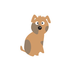 Cartoon dog  brown happy cute animal  vector isolated symbol illustration on white background.