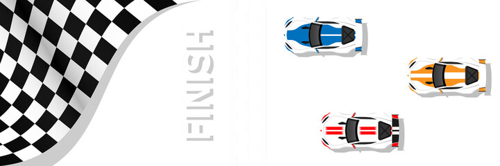 Race cars on finish line. Sport background illustration © antoniofrancois