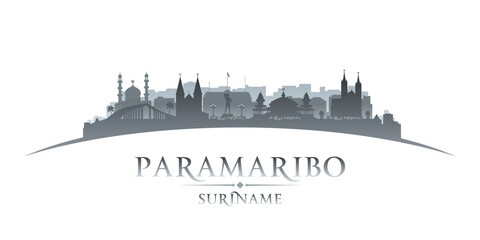 Naklejka premium Paramaribo Suriname city silhouette white background