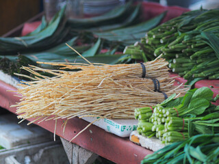 Blady Grass or Cogon Grass indonesian people call it akar alang alang for medicine, sell at traditional market - obrazy, fototapety, plakaty