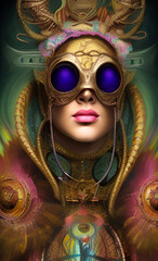 venetian carnival mask, fantasy woman, digital painting