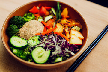 Vertical shot of fresh delicious healthy mixed vegetable and fruits 3d illustrated 