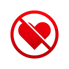 No love heart sign isolated on white background vector illustration.