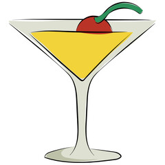 Cocktail Colored Sketchy Vector Icon