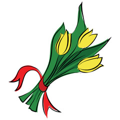 Bouquet Colored Sketchy Vector Icon