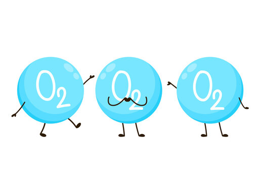 Oxygen vector icon with water drop. O2 or Oxygen cartoon on white background.