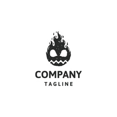 Head skull of fire logo icon design template flat vector