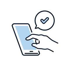 Simple vector icon material of a hand that operates a smartphone