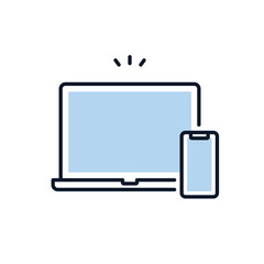 ノートパソコンとスマートフォンのシンプルなベクターアイコンイラスト素材