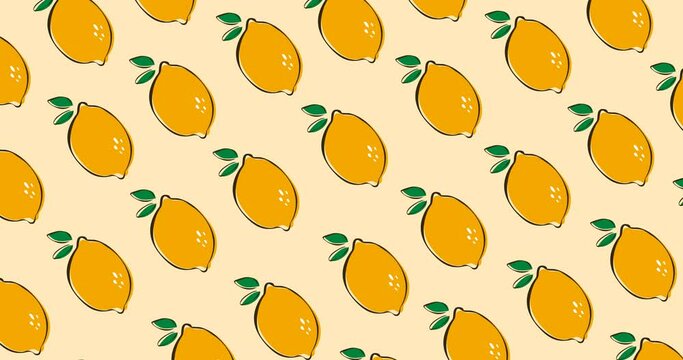 yellow lemon fruit pattern background animation