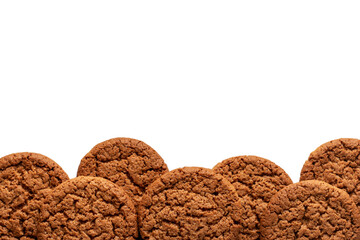Oatmeal cookies frame isolated on white background with clipping path. Healthy eating