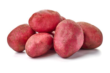 Young red potatoes, isolated on white background.