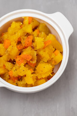 Fresh mixed vegetables on white bowl on ceramic
