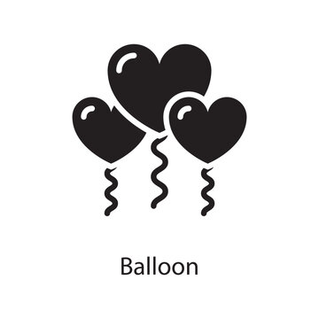 Balloon  Vector Solid Icon Design illustration. Love Symbol on White background EPS 10 File