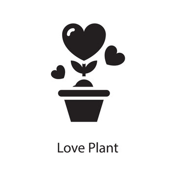 Love Plant Vector Solid Icon Design illustration. Love Symbol on White background EPS 10 File
