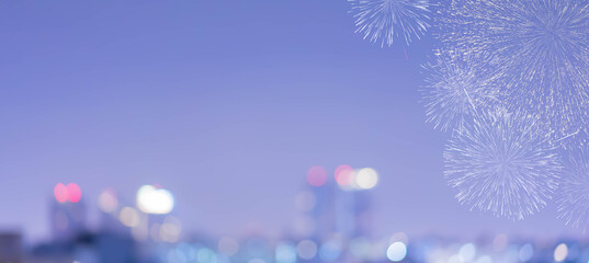 abstract show group of exploding fireworks bright light vibrant colorful and falling fire glitter on night sky background for happy new year festival concept