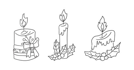 Set Сhristmas Candles, holiday, New Year decor