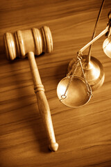 scales of justice and judge gavel