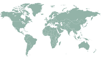 Fototapeta na wymiar World map. Silhouette map. Color vector modern map. 