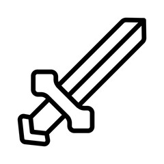 Sword symbol game icon with outline style