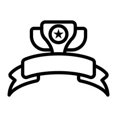 Ribbon symbol game icon with outline style