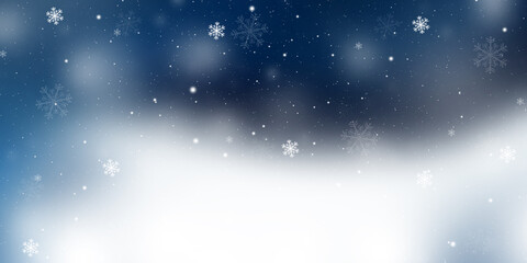 Christmas blue background with snow