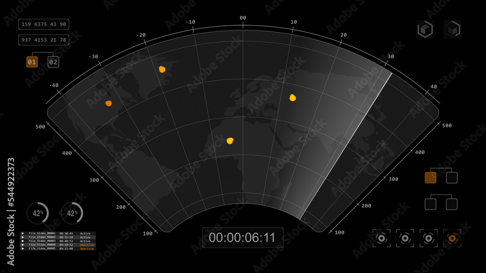 Aufkleber sonar radar screen searching an object with futuristic head up display ( hud ui ) technology interfa