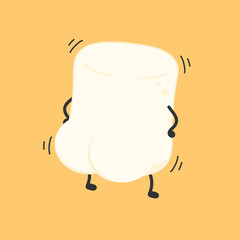 Marshmallow character. wallpaper. free space for text. logo design. bonfire vector.