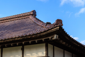 日本の古い建物の瓦の屋根