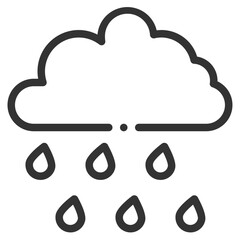 Vector rain outline icon on the empty white background