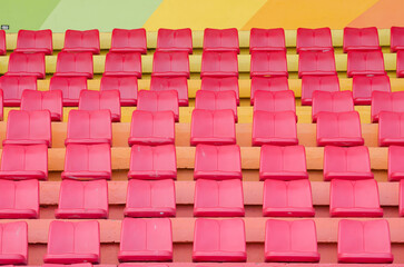 The red sport seat grandstand in an empty stadium.